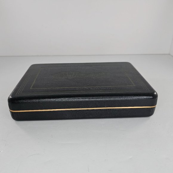 Vintage Shields Mens Leather Jewelry Box Black Watch Rings Cufflinks Velvet - Picture 2 of 10